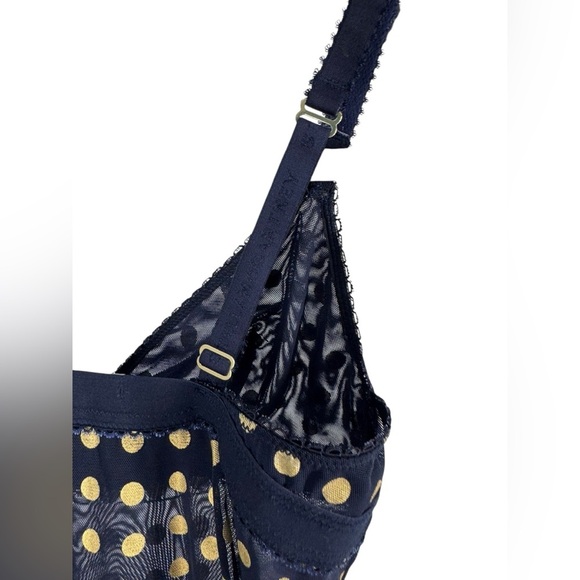 Stella McCartney Florence Fluttering Metallic Polka Dot Mesh Bodysuit Ink Gold S - Picture 5 of 8